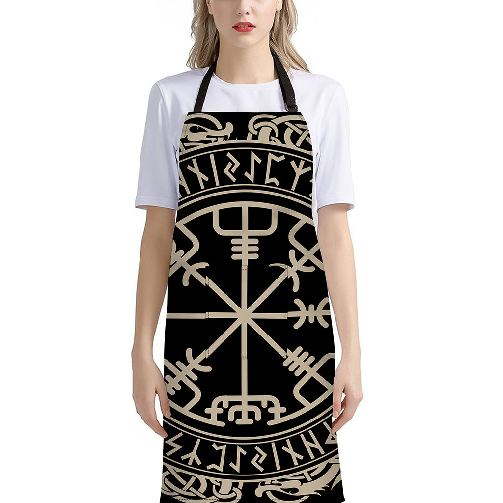 Viking Vegvisir Print Bib Apron With Pocket