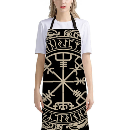 Viking Vegvisir Print Bib Apron With Pocket