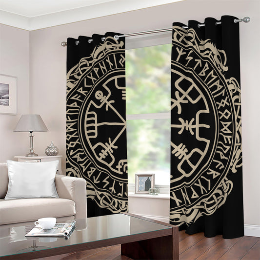 Viking Vegvisir Print Blackout Grommet Curtains