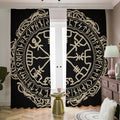 Viking Vegvisir Print Dimout Pencil Pleat Curtains