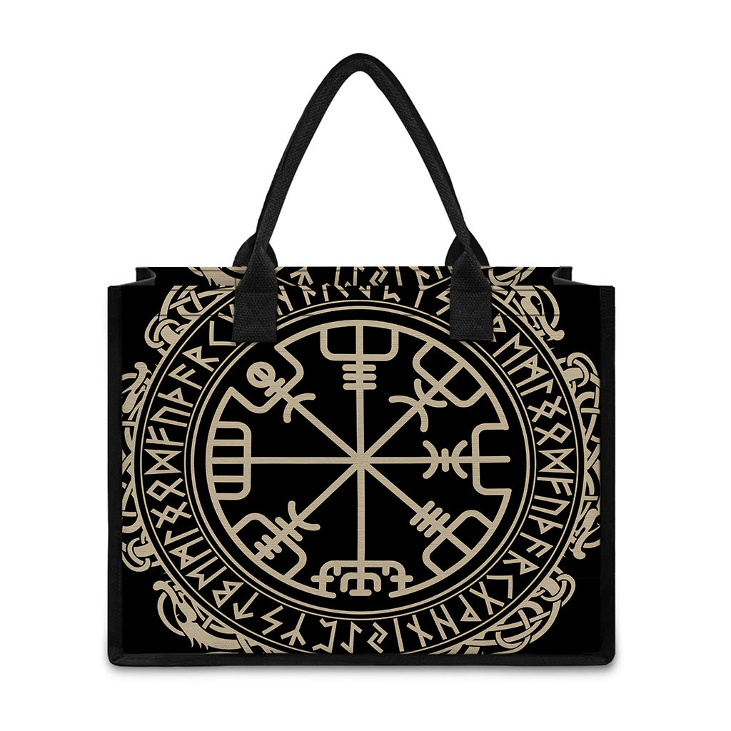 Viking Vegvisir Print Canvas Tote Bag