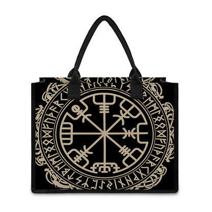 Viking Vegvisir Print Canvas Tote Bag