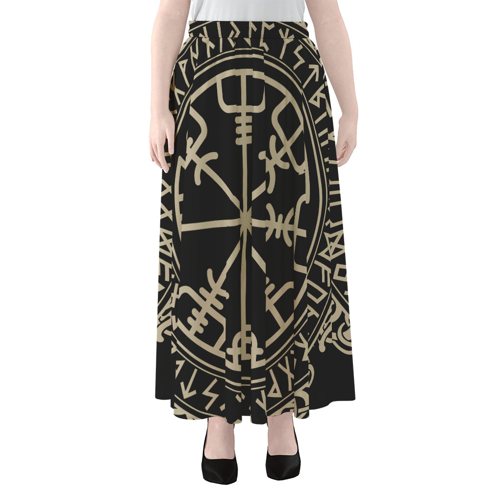 Viking Vegvisir Print Chiffon Maxi Skirt