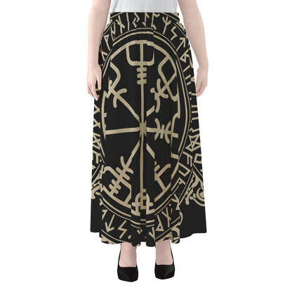 Viking Vegvisir Print Chiffon Maxi Skirt