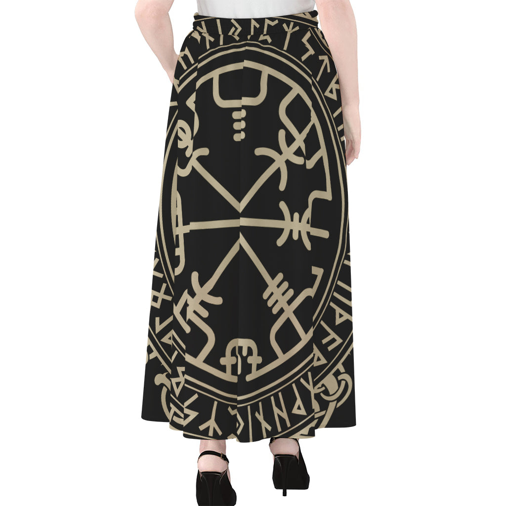 Viking Vegvisir Print Chiffon Maxi Skirt