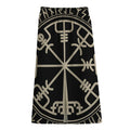 Viking Vegvisir Print Cotton Front Slit Maxi Skirt