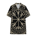 Viking Vegvisir Print Cotton Hawaiian Shirt