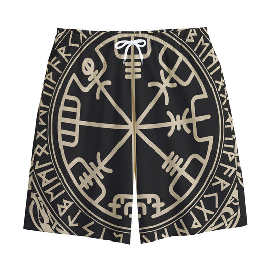 Viking Vegvisir Print Cotton Shorts