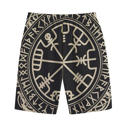 Viking Vegvisir Print Cotton Shorts
