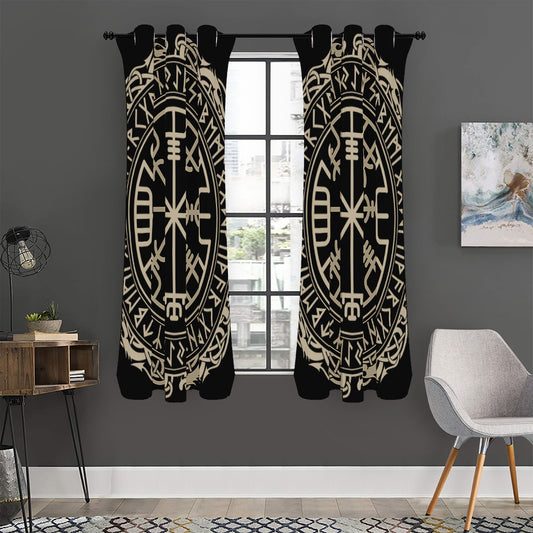 Viking Vegvisir Print Curtain