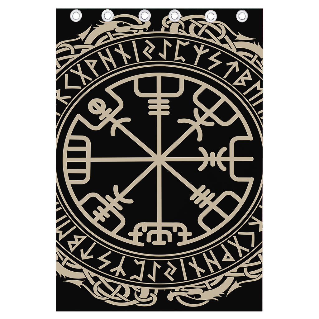 Viking Vegvisir Print Curtain