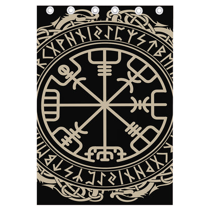Viking Vegvisir Print Curtain