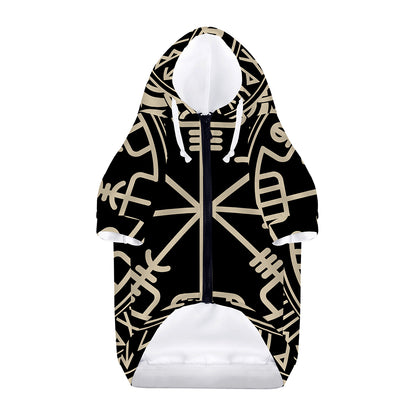 Viking Vegvisir Print Dog Zip Up Hoodie
