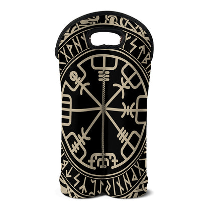 Viking Vegvisir Print Double Neoprene Wine Tote