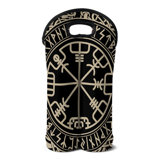 Viking Vegvisir Print Double Neoprene Wine Tote
