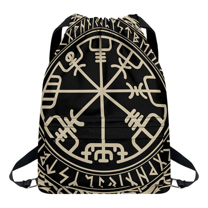 Viking Vegvisir Print Drawstring Backpack