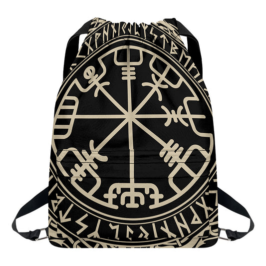 Viking Vegvisir Print Drawstring Backpack
