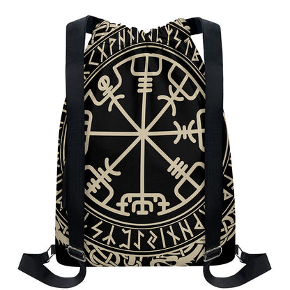 Viking Vegvisir Print Drawstring Backpack