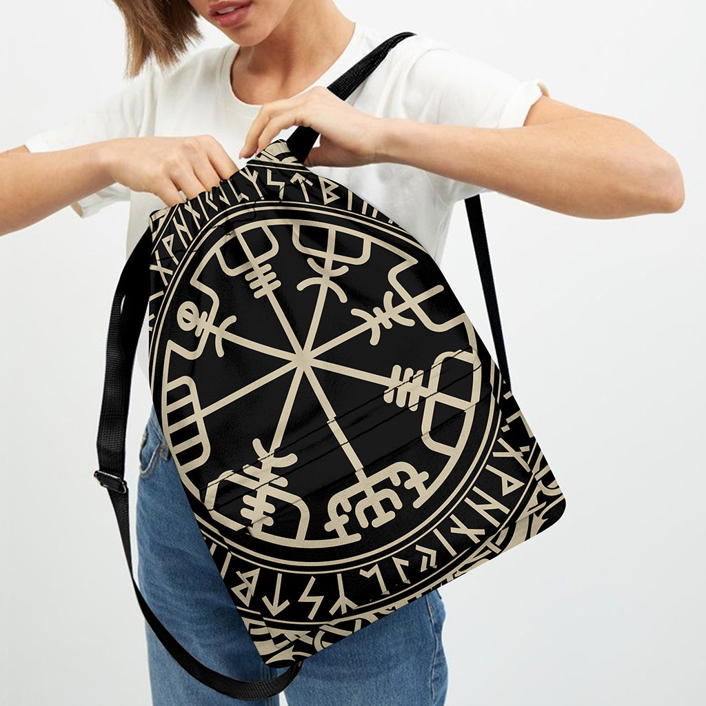 Viking Vegvisir Print Drawstring Backpack