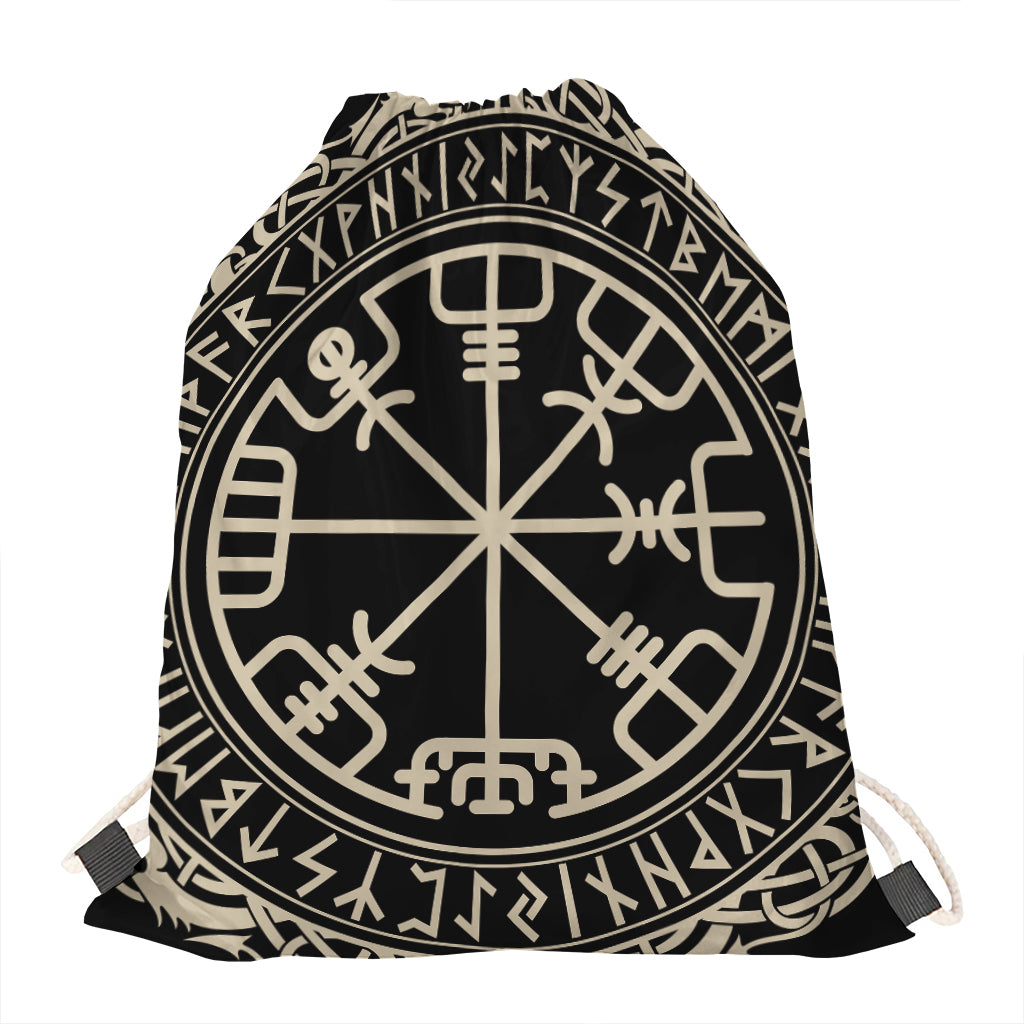 Viking Vegvisir Print Drawstring Bag