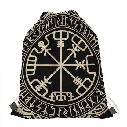 Viking Vegvisir Print Drawstring Bag