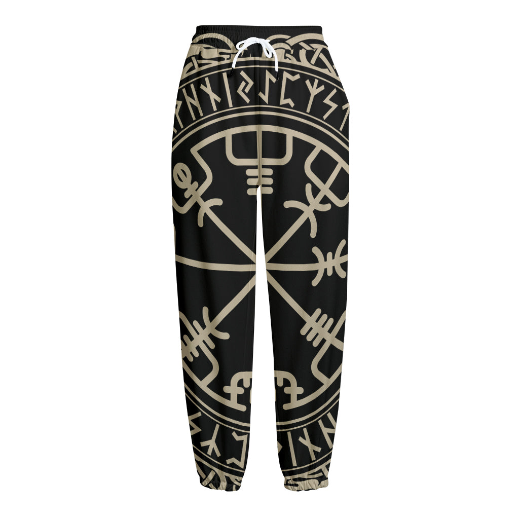Viking Vegvisir Print Fleece Lined Knit Pants