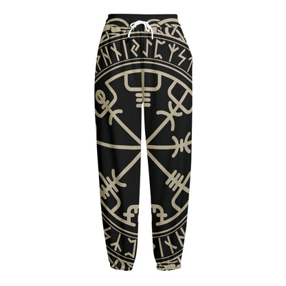 Viking Vegvisir Print Fleece Lined Knit Pants