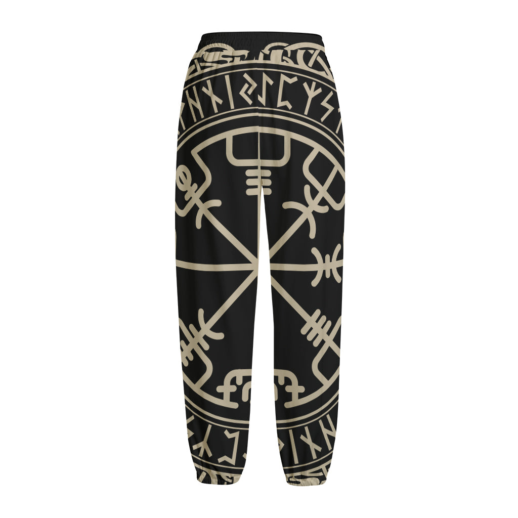 Viking Vegvisir Print Fleece Lined Knit Pants