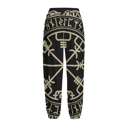 Viking Vegvisir Print Fleece Lined Knit Pants