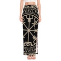 Viking Vegvisir Print High Slit Maxi Skirt