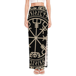 Viking Vegvisir Print High Slit Maxi Skirt