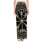 Viking Vegvisir Print High Slit Maxi Skirt