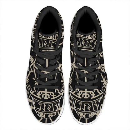 Viking Vegvisir Print High Top Leather Sneakers
