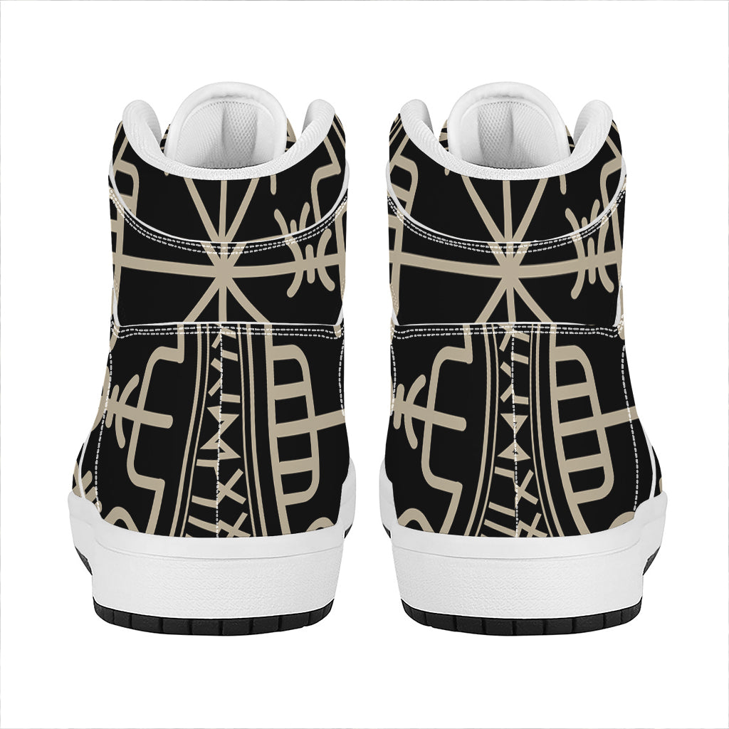 Viking Vegvisir Print High Top Leather Sneakers