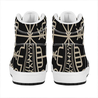 Viking Vegvisir Print High Top Leather Sneakers