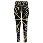 Viking Vegvisir Print High-Waisted Pocket Leggings