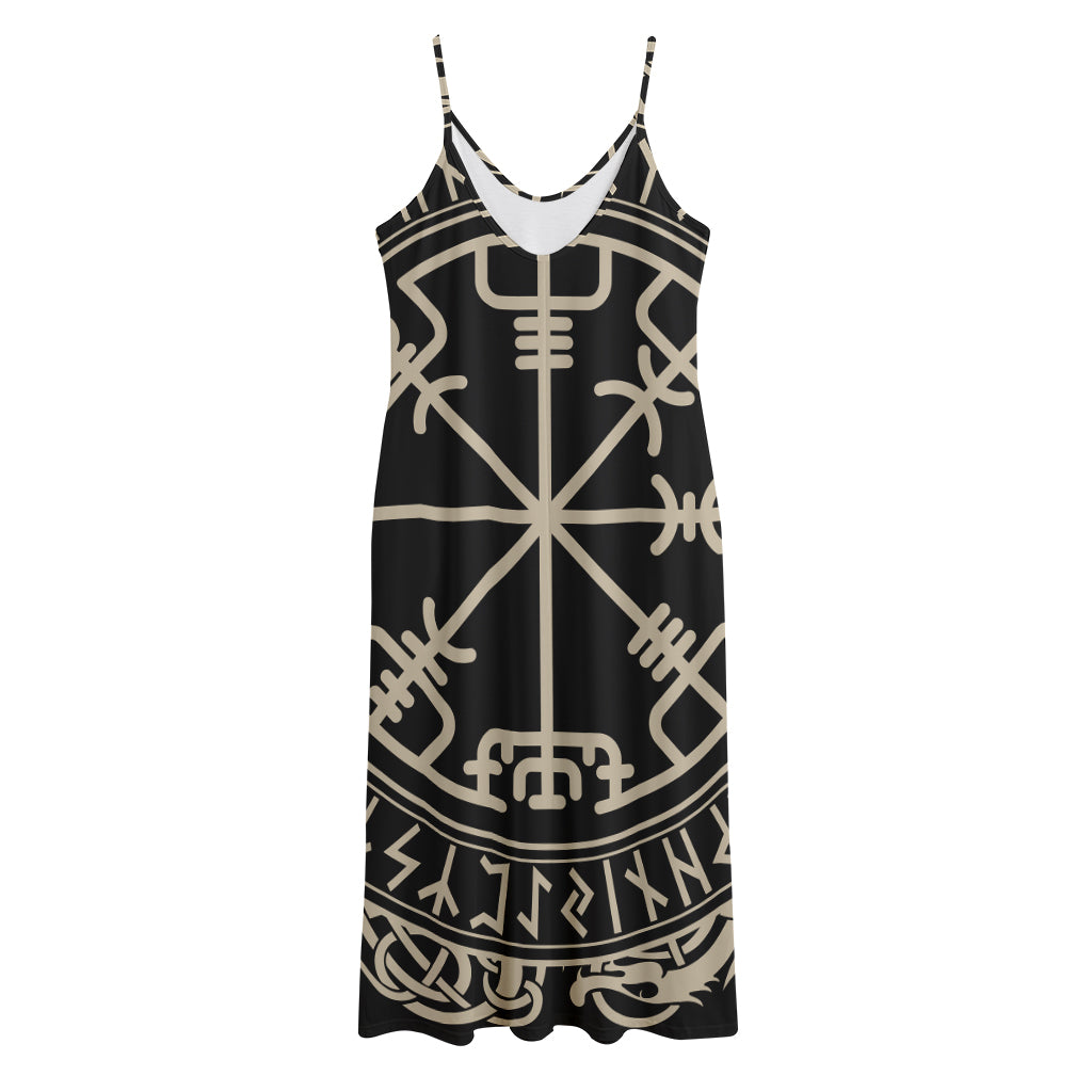 Viking Vegvisir Print Jersey Midi Cami Dress