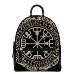 Viking Vegvisir Print Leather Backpack