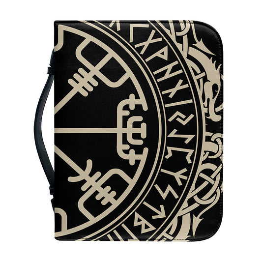 Viking Vegvisir Print Leather Bible Cover