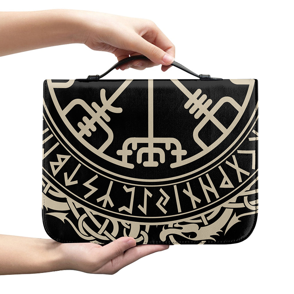 Viking Vegvisir Print Leather Bible Cover