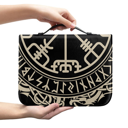 Viking Vegvisir Print Leather Bible Cover