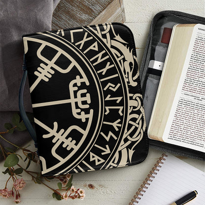 Viking Vegvisir Print Leather Bible Cover