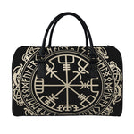 Viking Vegvisir Print Leather Duffle Bag
