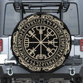 Viking Vegvisir Print Leather Spare Tire Cover
