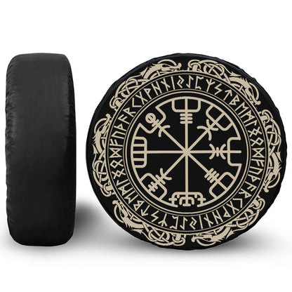 Viking Vegvisir Print Leather Spare Tire Cover