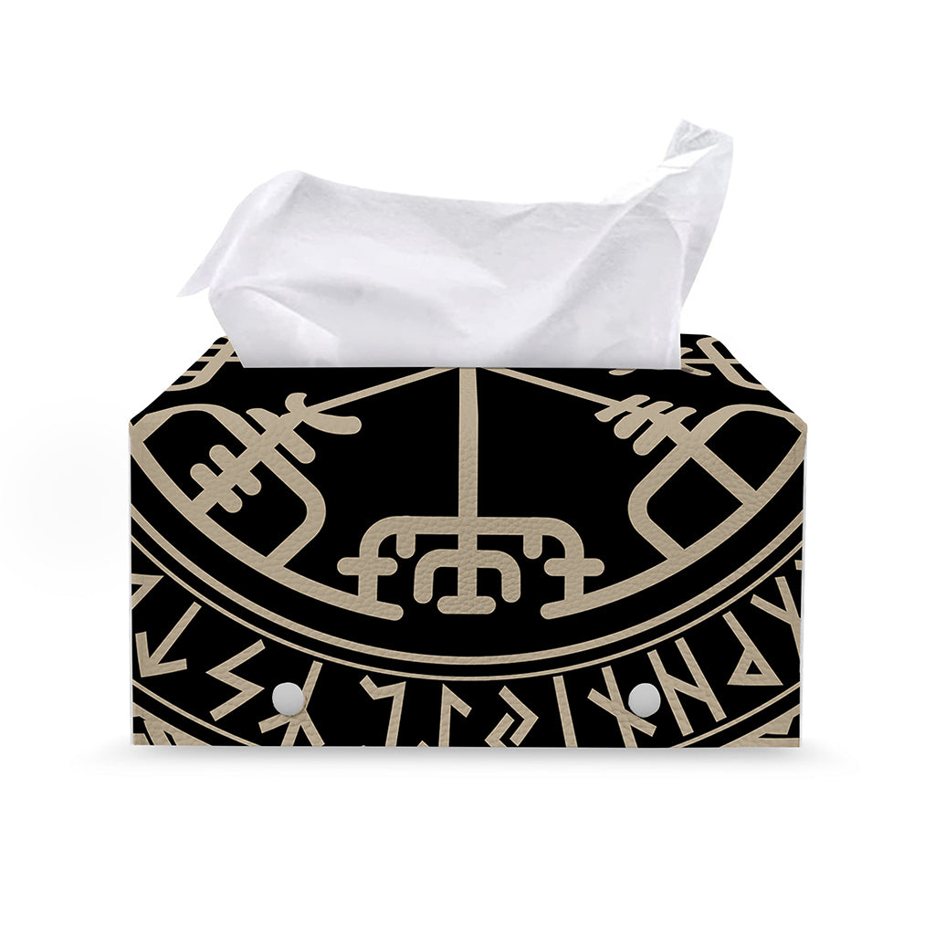 Viking Vegvisir Print Leather Tissue Box Cover