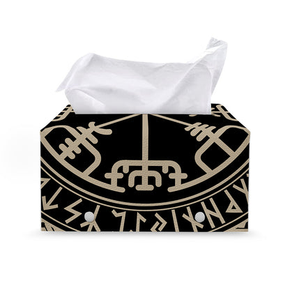 Viking Vegvisir Print Leather Tissue Box Cover