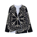 Viking Vegvisir Print Long Sleeve Short Coat