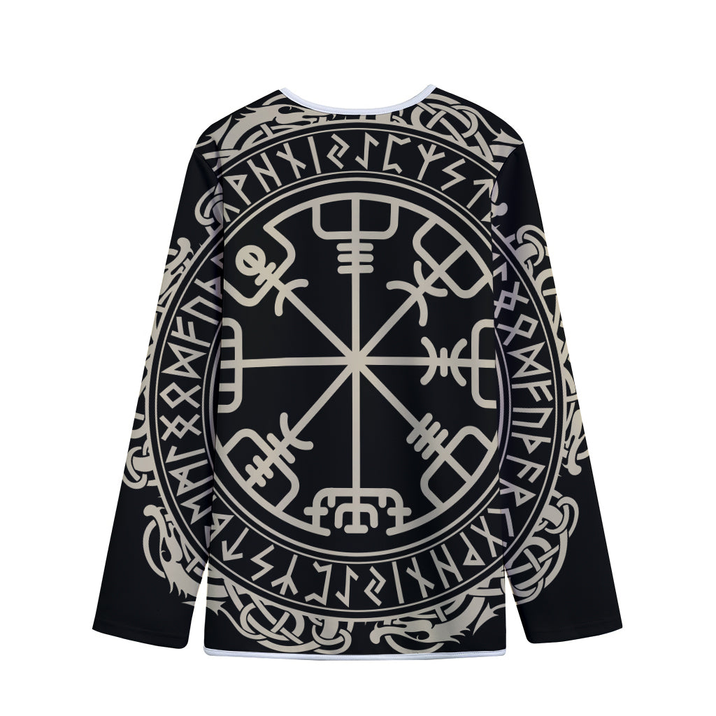 Viking Vegvisir Print Long Sleeve Short Coat
