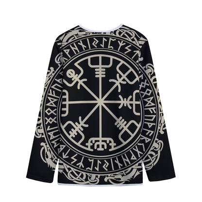 Viking Vegvisir Print Long Sleeve Short Coat
